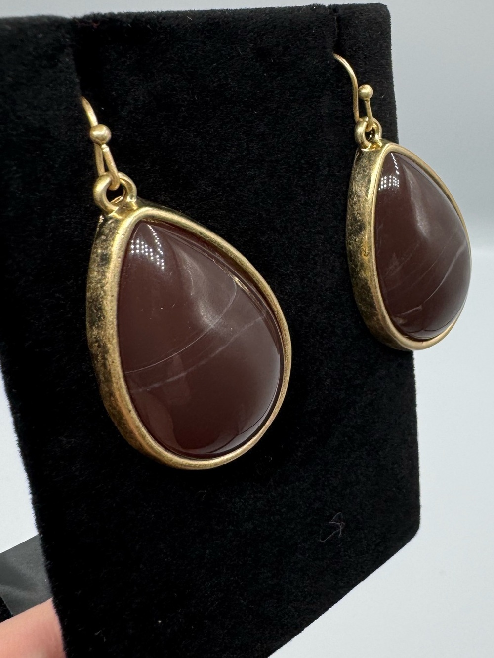 Carnelian Pear Drop Earrings - Picture 3 of 9